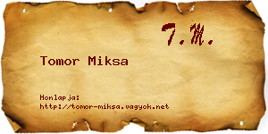 Tomor Miksa névjegykártya